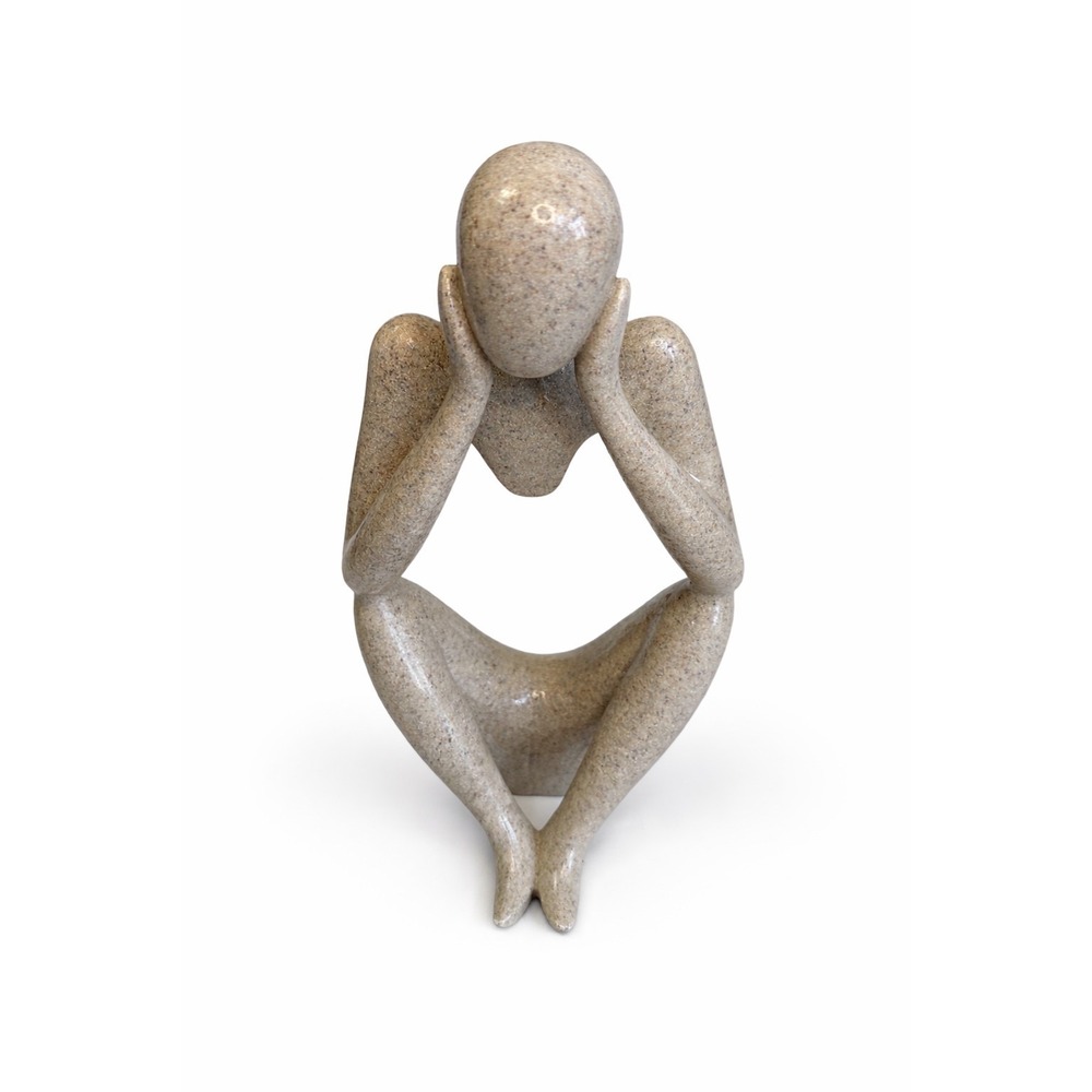 Abstract Thinking Man Resin Sculpture Sandstone Look Modern Decor